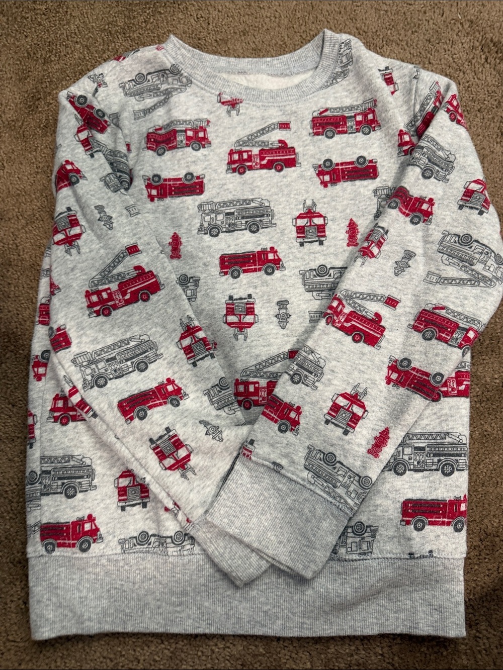 Kids Grey Firetruck Sweatshirt Top - Jumping Beans